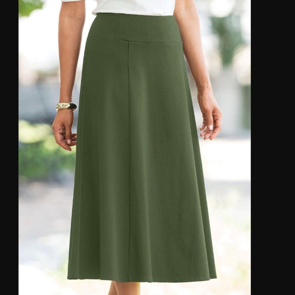 Appleseed's Everyday Knit Long Skirt in Loden XL New